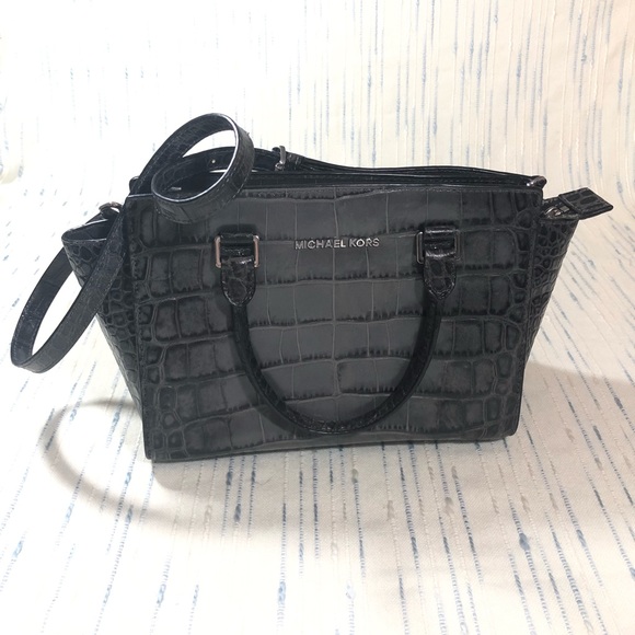Michael Kors Handbags - SOLd Michael Kors Faux Croc Skin Selma Satchel